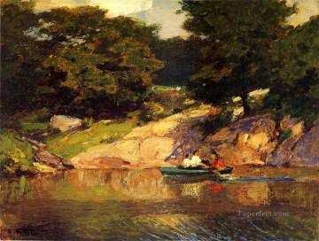 Edward Henry Potthast Painting - Boating in Central Park landscape beach Edward Henry Potthast
